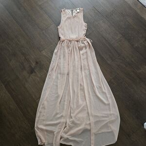 H&M Size 6 Peach Nude Pleated Maxi Dress Wedding